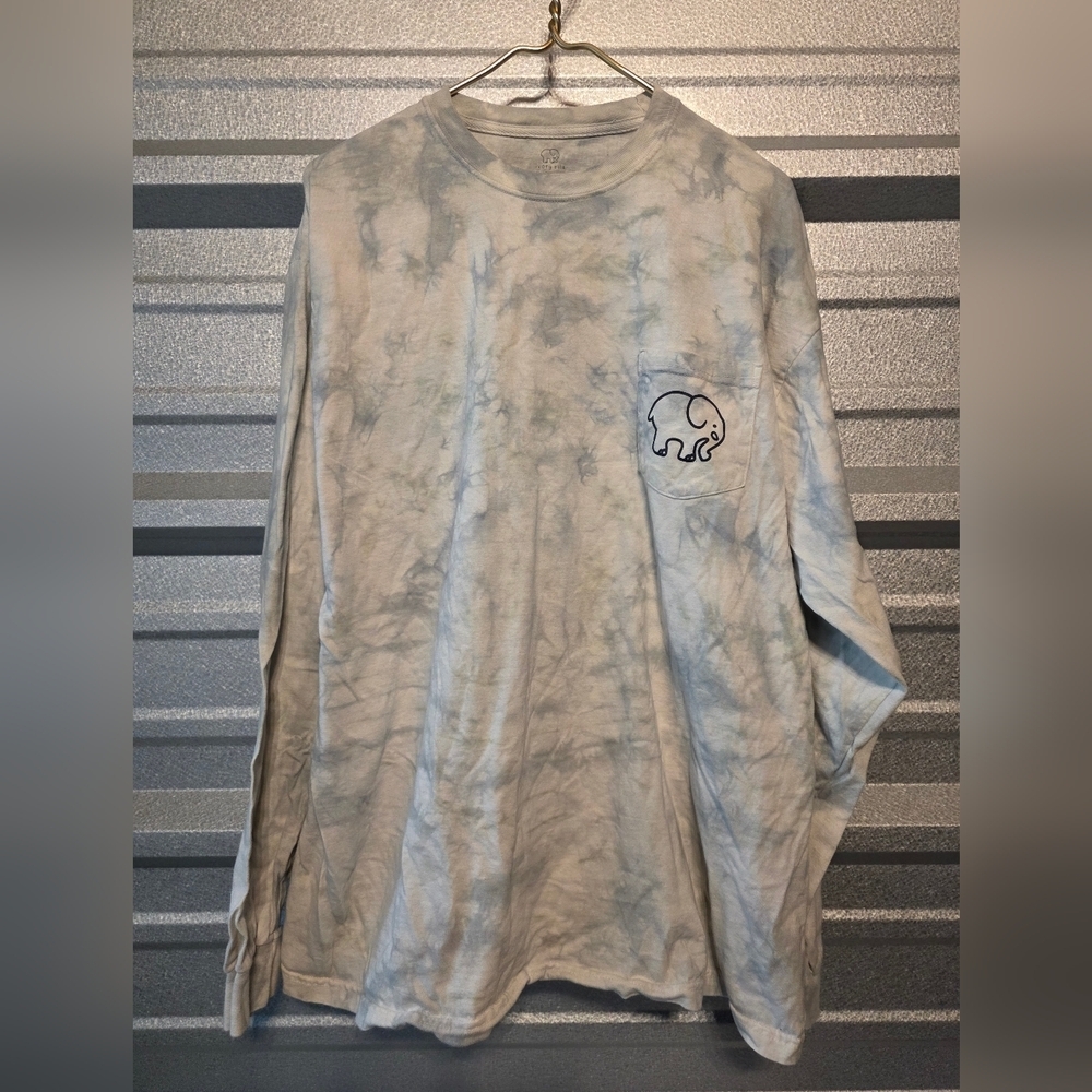 Ivory Ella Tie-Dye Long Sleeve Shirt - Blue and White